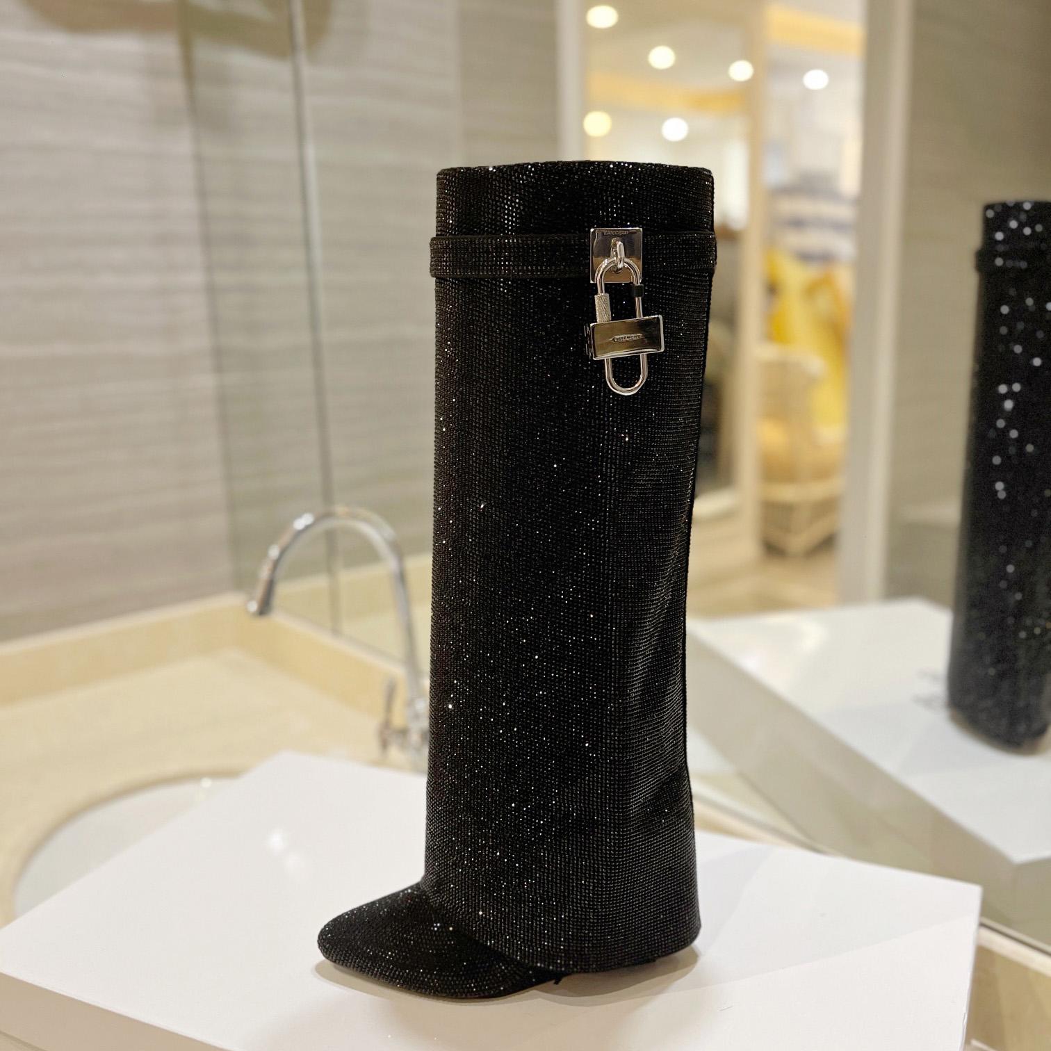 Givenchy Shark Lock Boots In Satin With Strass - PerfectKickZ