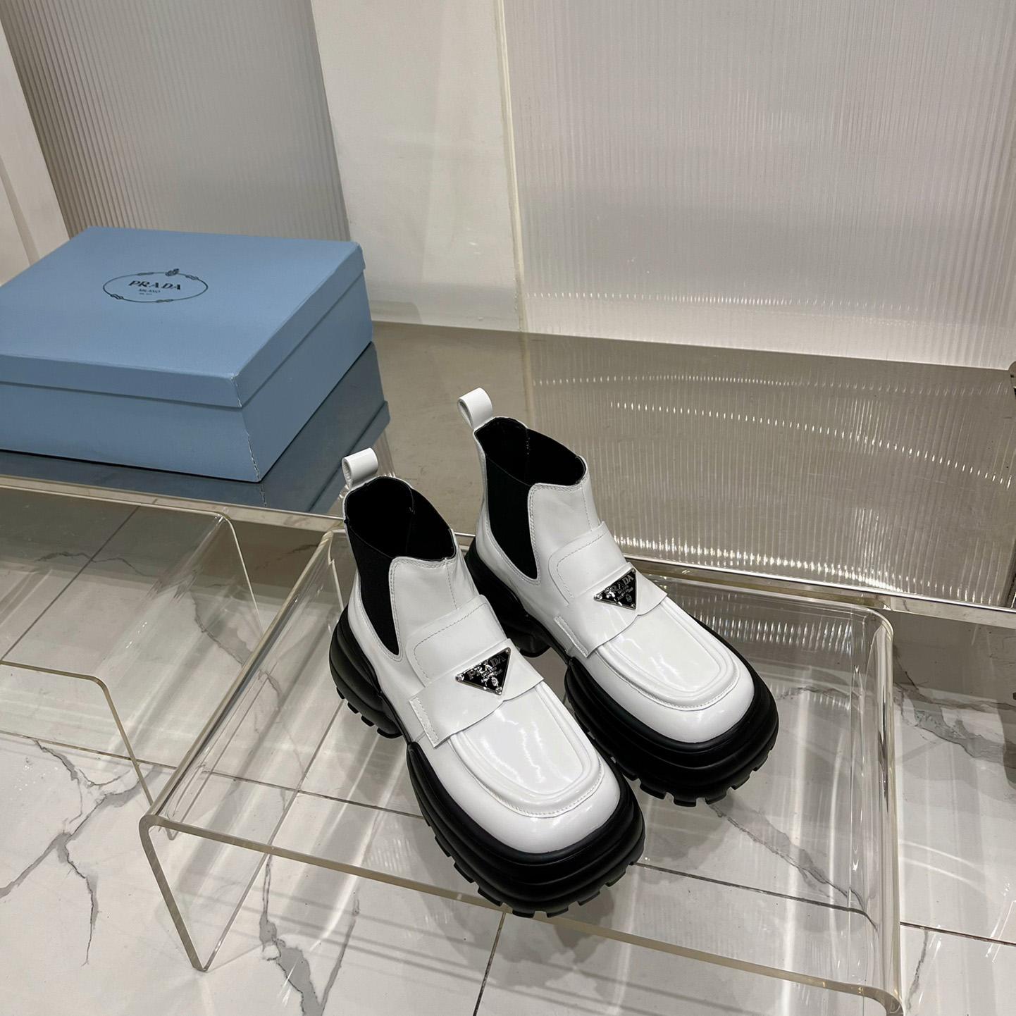 Prada Monolith Brushed Leather Flatform Loafers - PerfectKickZ