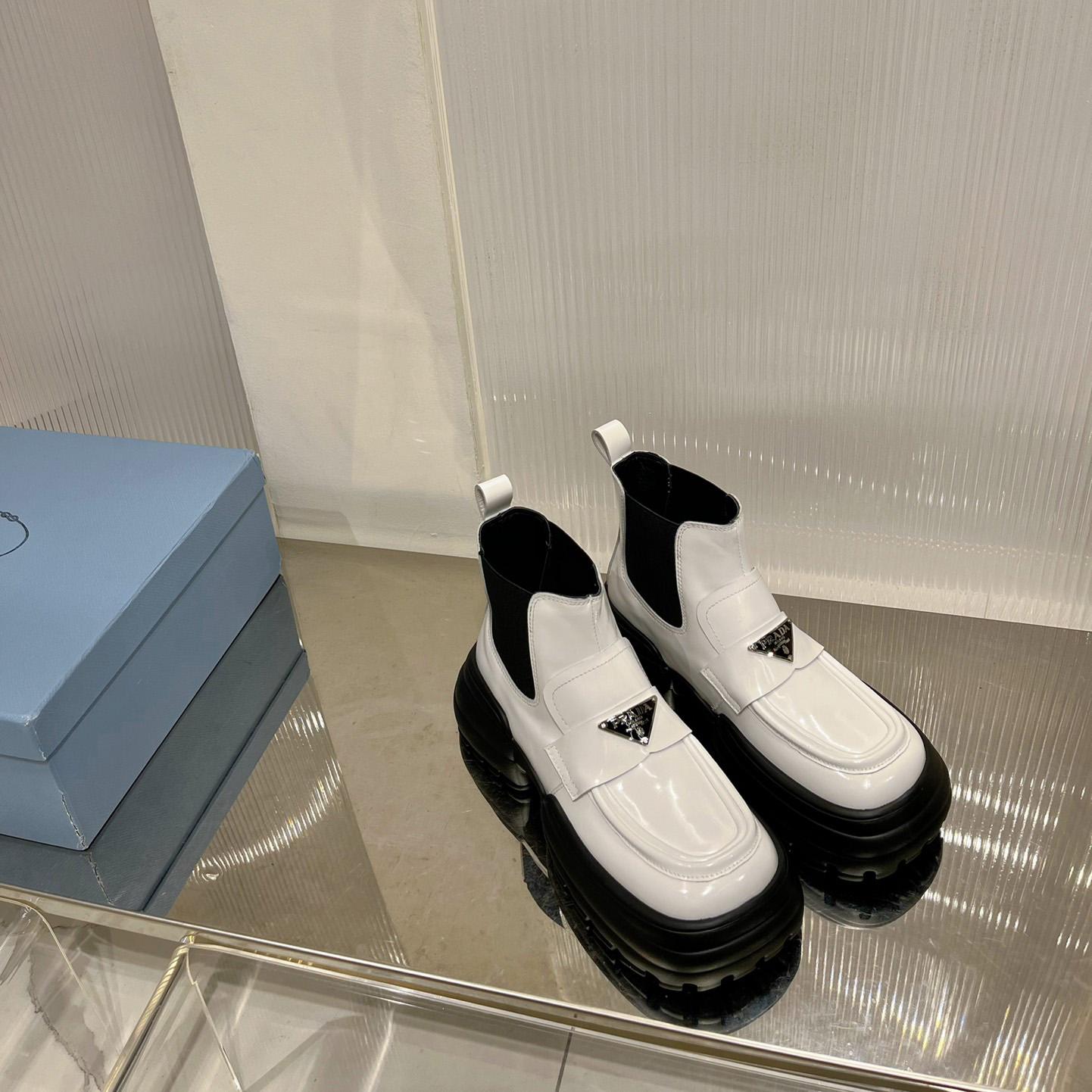 Prada Monolith Brushed Leather Flatform Loafers - PerfectKickZ