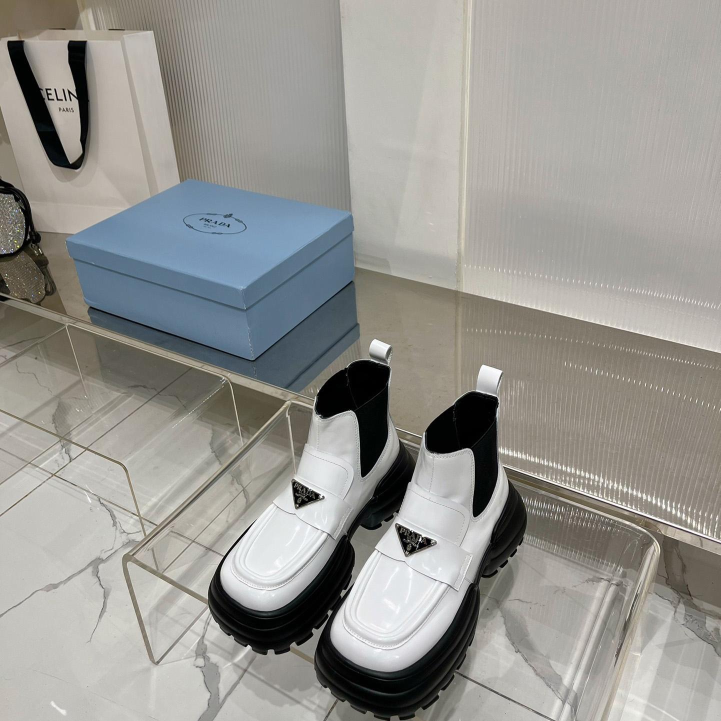 Prada Monolith Brushed Leather Flatform Loafers - PerfectKickZ
