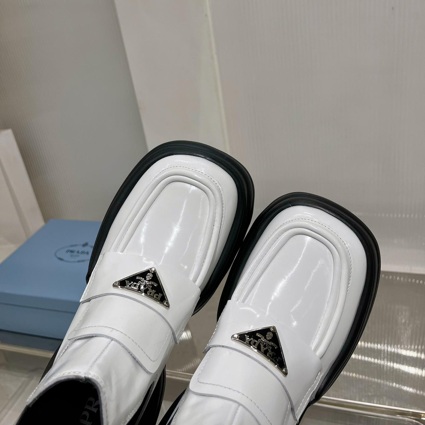 Prada Monolith Brushed Leather Flatform Loafers - PerfectKickZ
