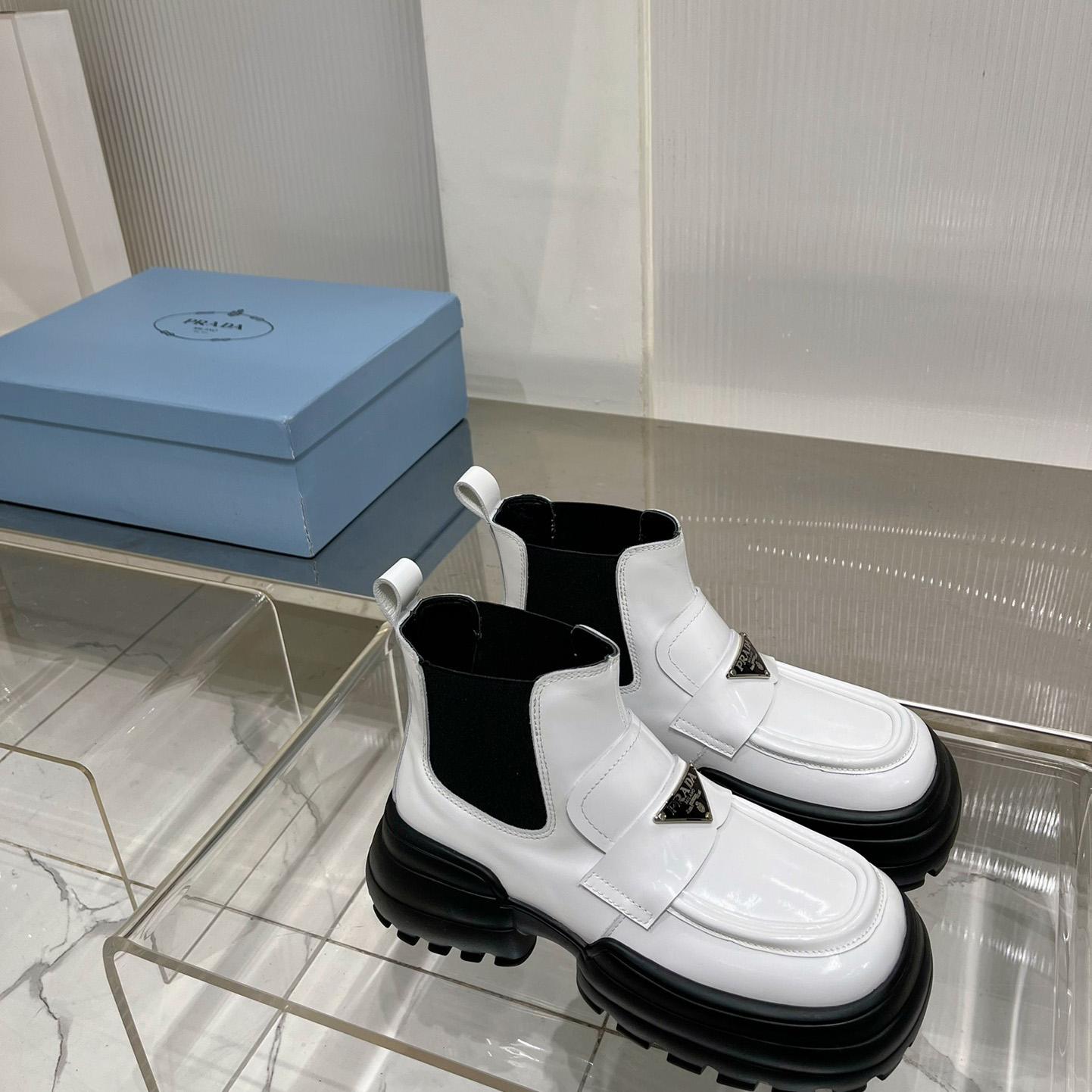 Prada Monolith Brushed Leather Flatform Loafers - PerfectKickZ
