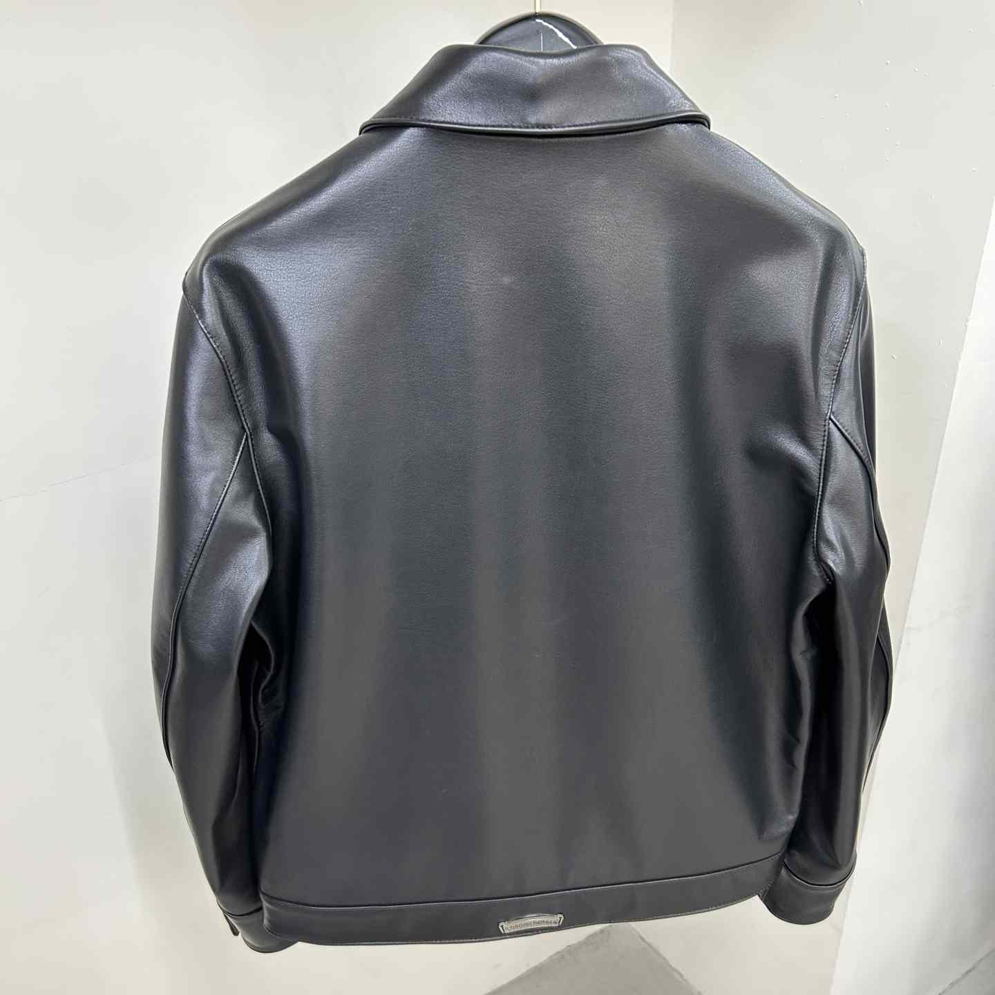 Chrome Heart Leather Patched Leather Jacket - PerfectKickZ