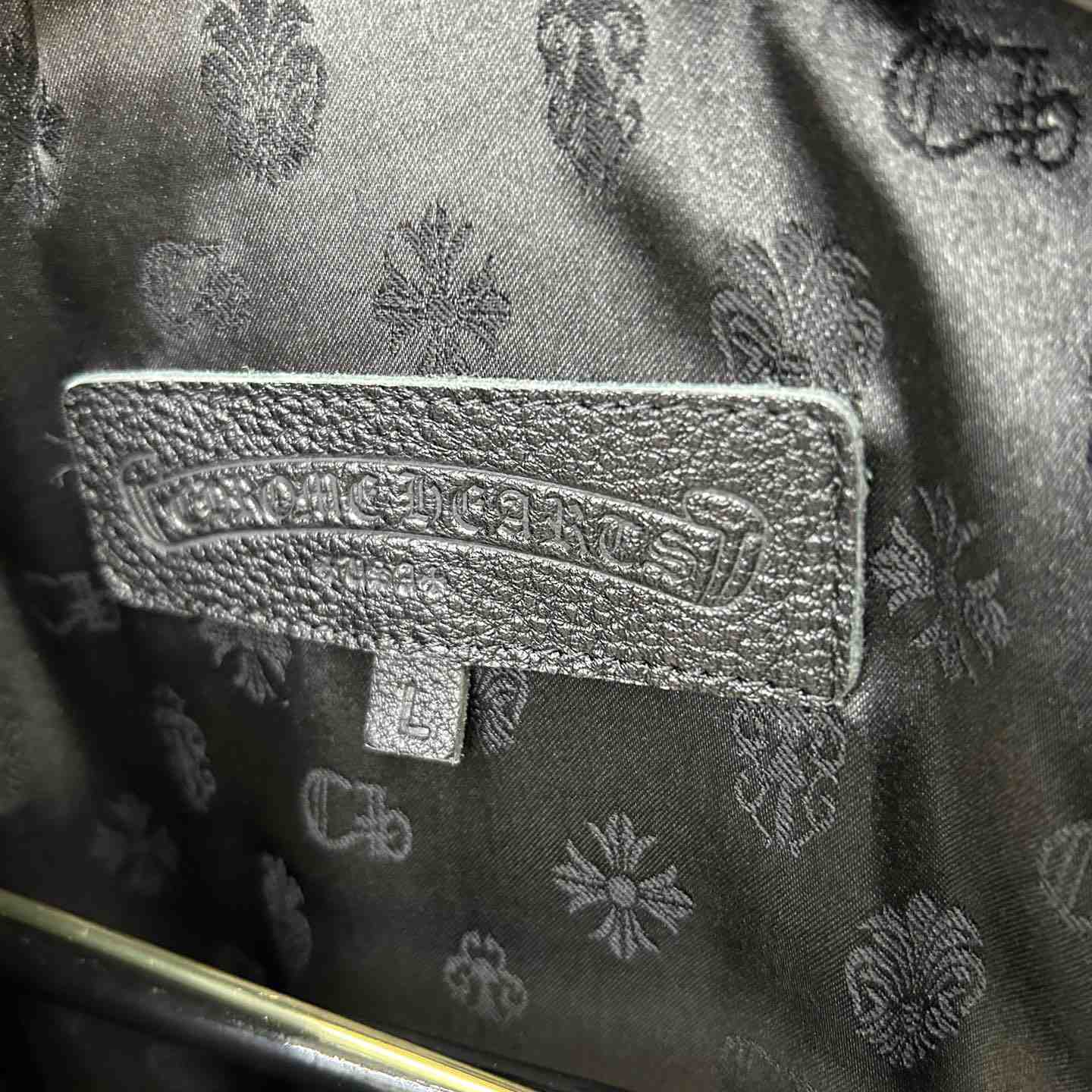 Chrome Heart Leather Patched Leather Jacket - PerfectKickZ