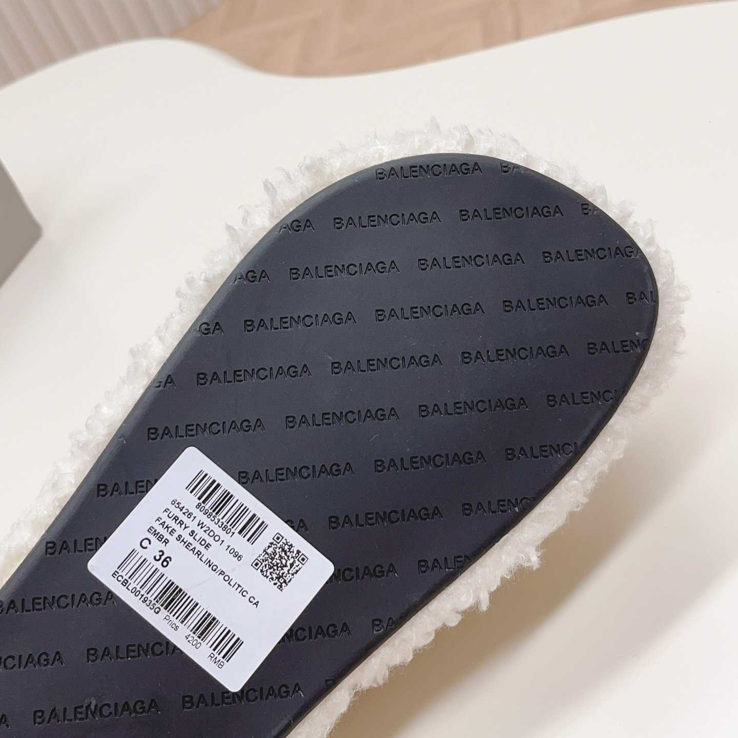 Balenciaga Furry Platform Sandal In White - PerfectKickZ