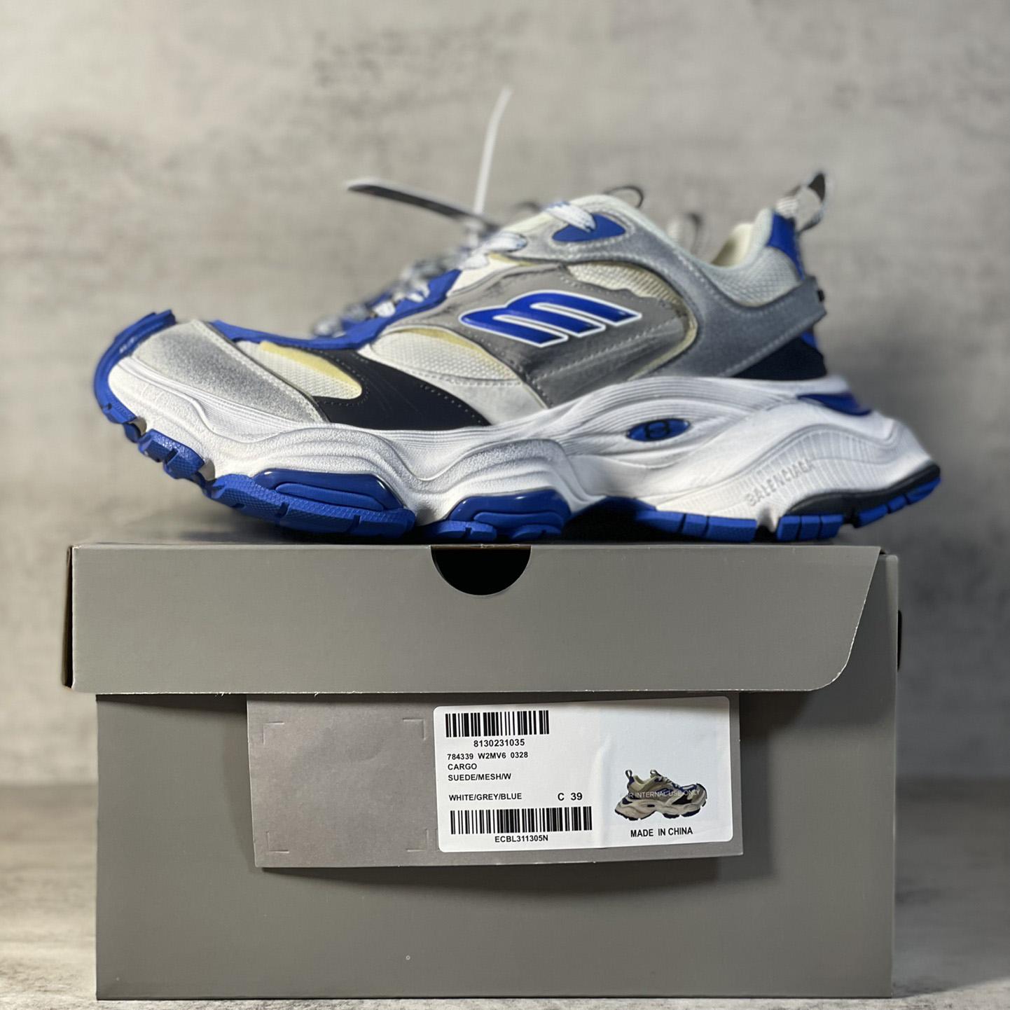 Balenciaga Cargo Sneaker In Grey,White And Blue  - PerfectKickZ