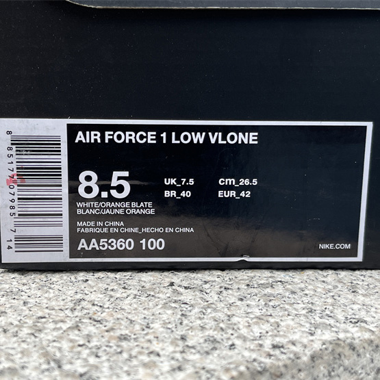 VLONE xNike Air Force 1Low orang Sneaker      AA5360-100 - 