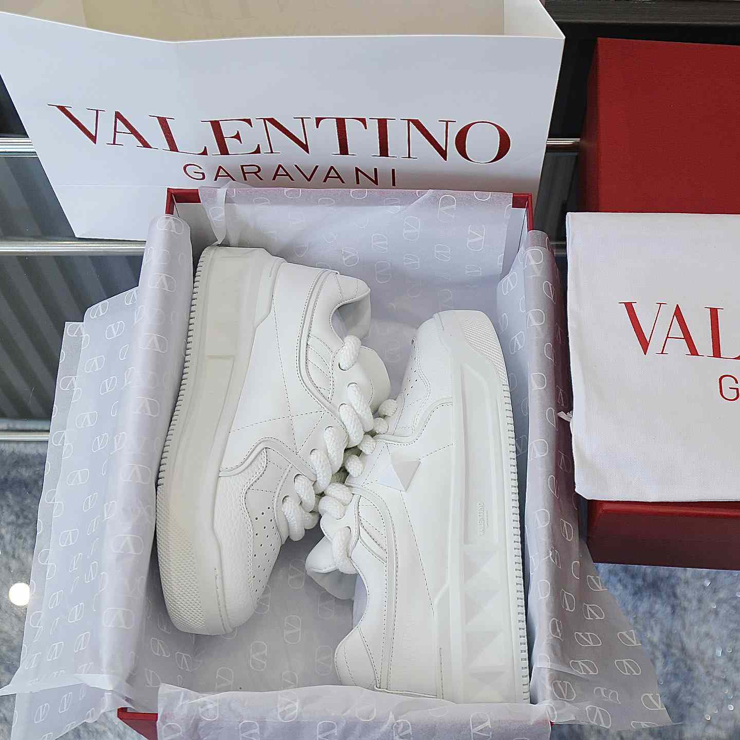 Valenti Garavani One Stud Jacquard Sneakers - PerfectKickZ
