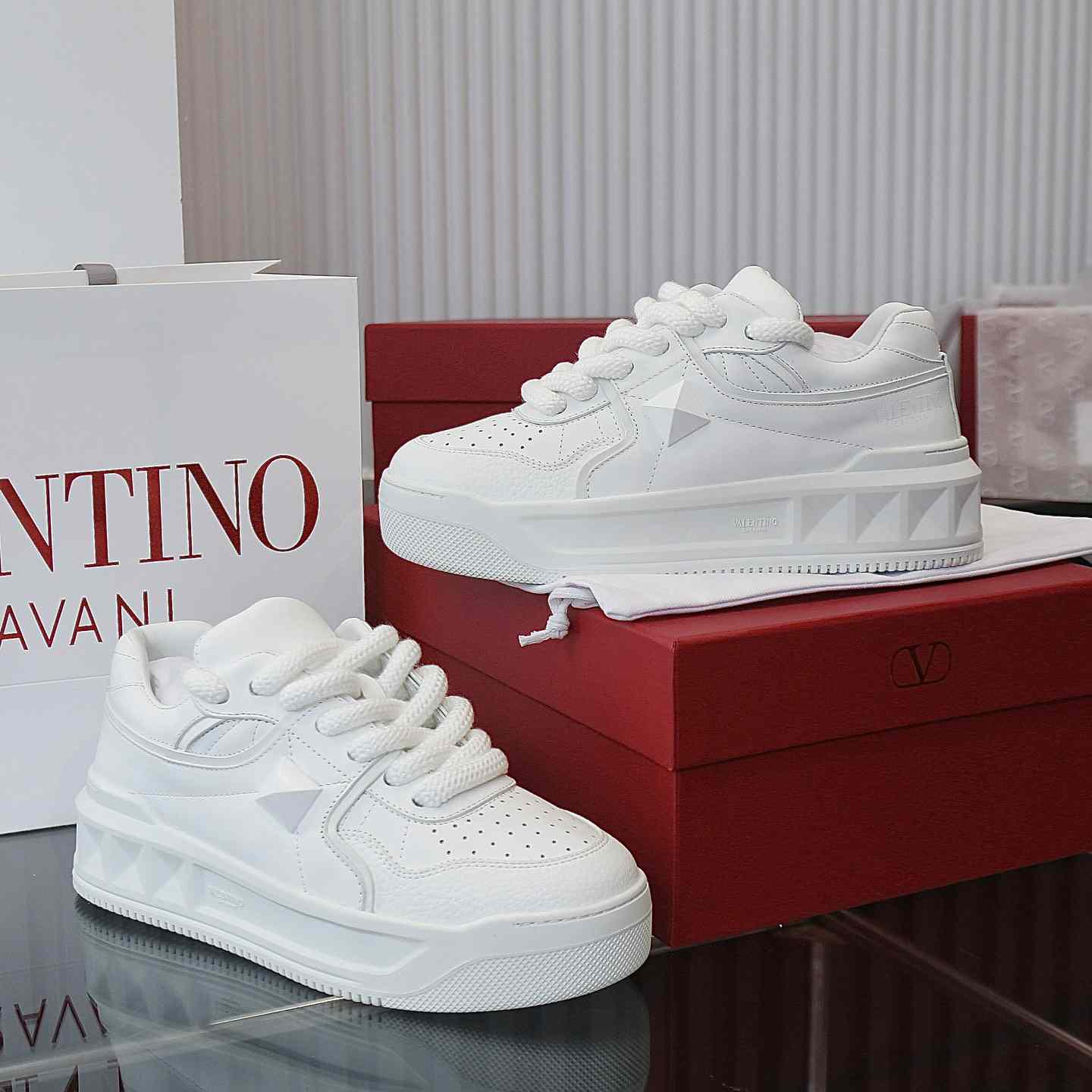 Valenti Garavani One Stud Jacquard Sneakers - PerfectKickZ