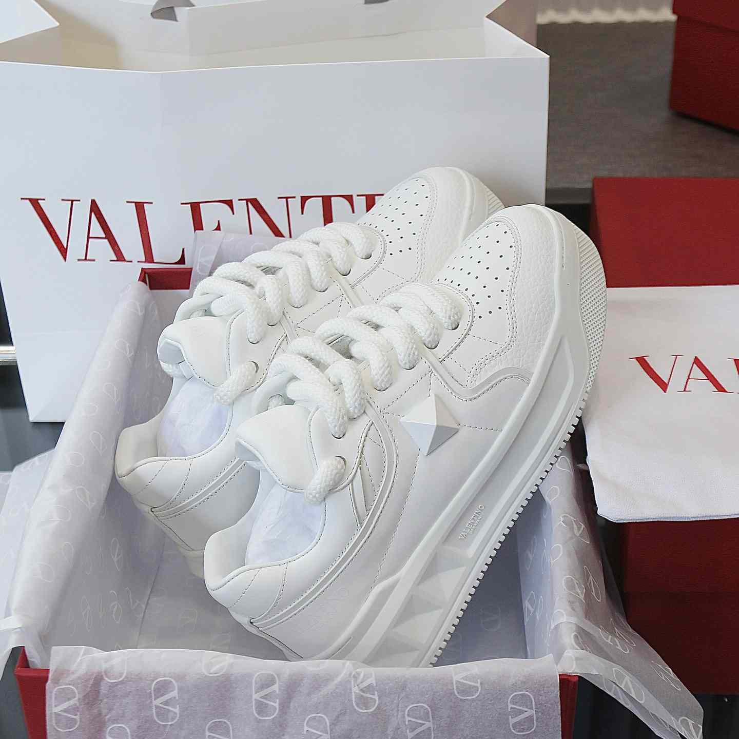 Valenti Garavani One Stud Jacquard Sneakers - PerfectKickZ
