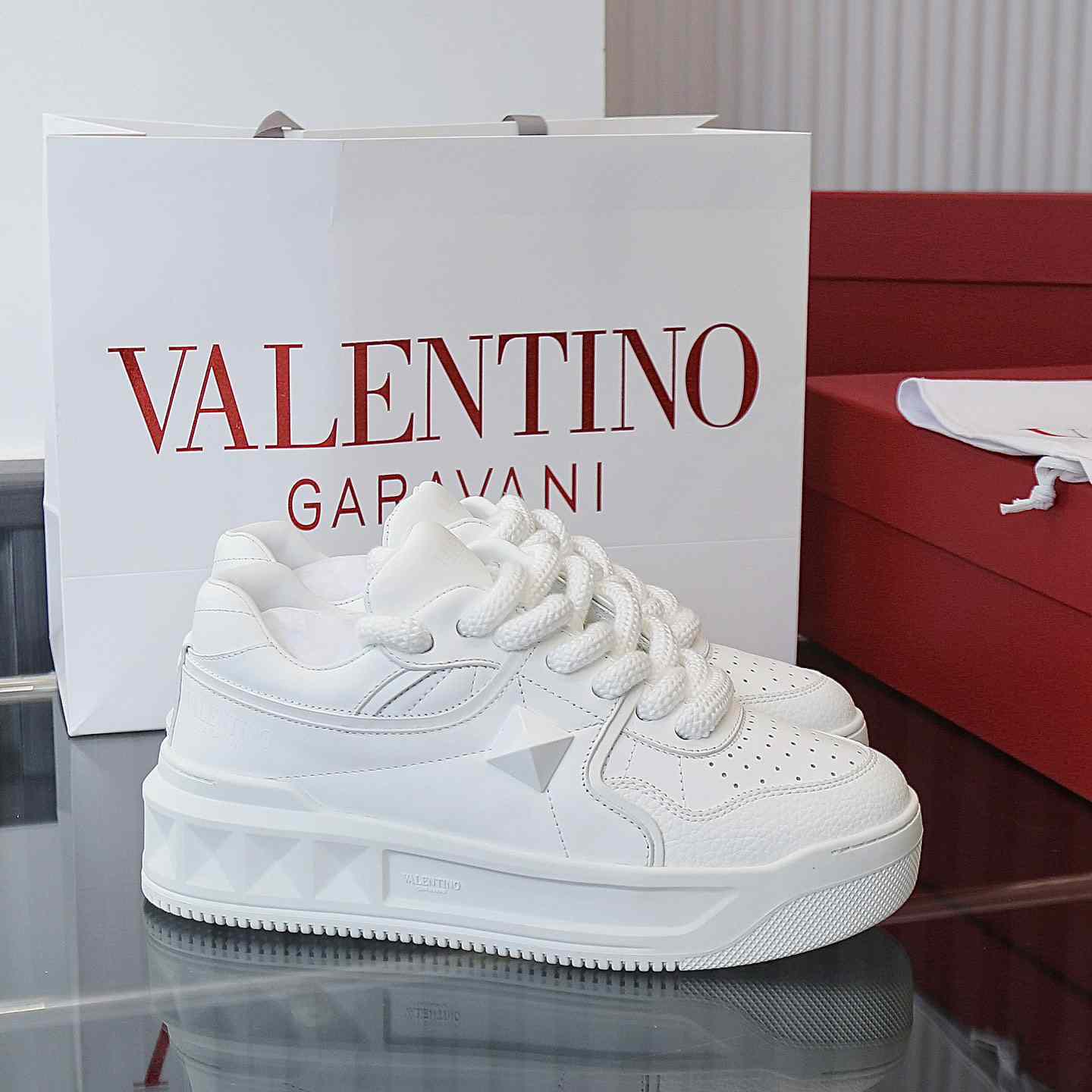 Valenti Garavani One Stud Jacquard Sneakers - PerfectKickZ