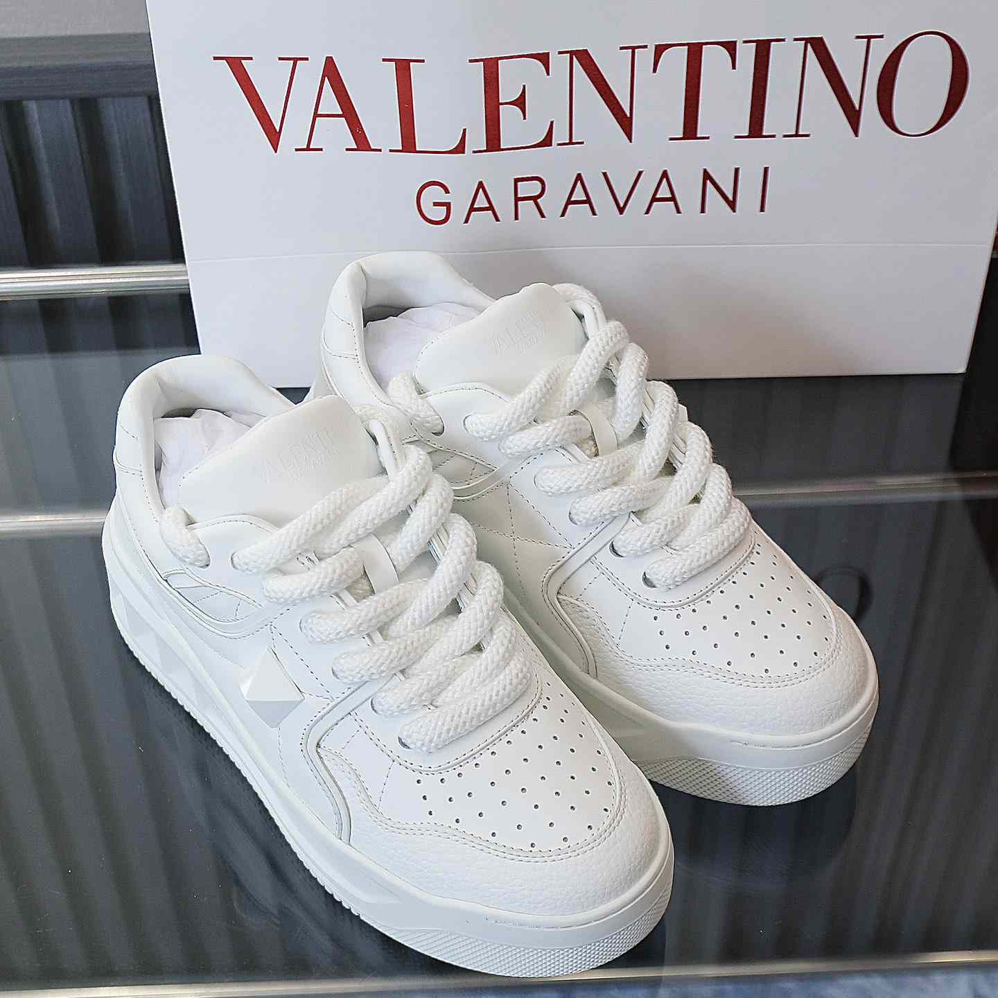 Valenti Garavani One Stud Jacquard Sneakers - PerfectKickZ