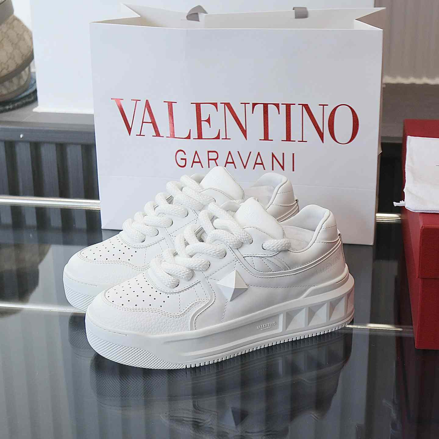 Valenti Garavani One Stud Jacquard Sneakers - PerfectKickZ