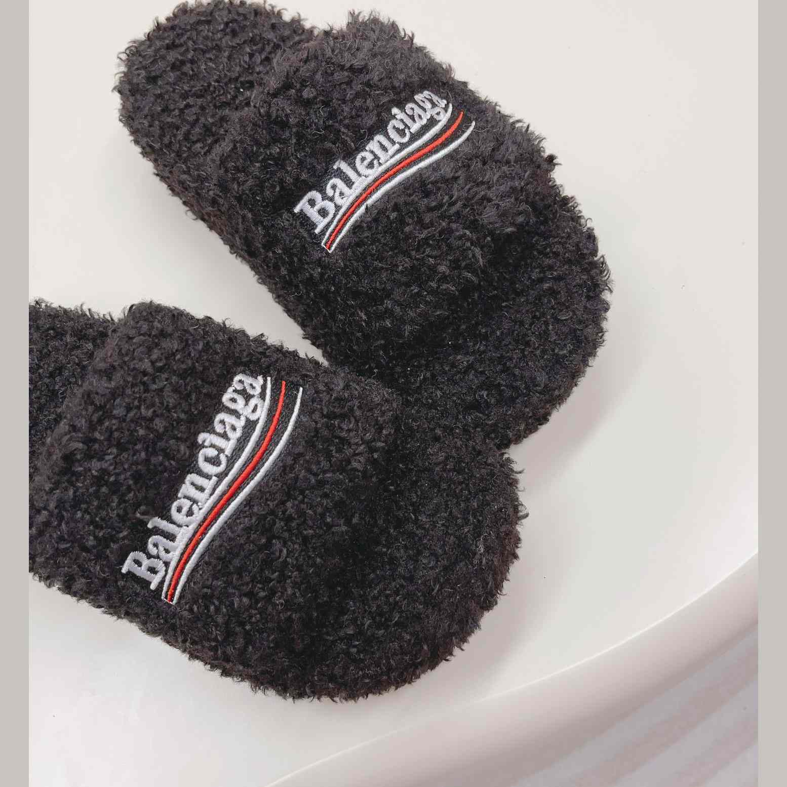 Balenciaga Furry Platform Sandal In Black - PerfectKickZ