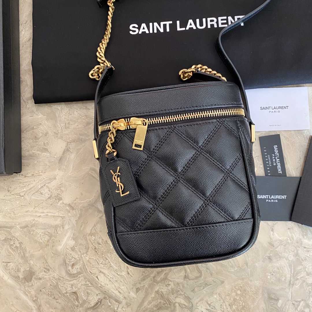 Saint Laurent Vanity Case Matelassé Leather Shoulder Bag (14.5x16.5x9cm) - PerfectKickZ