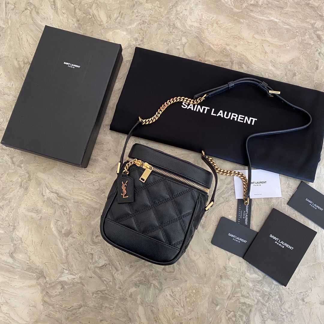 Saint Laurent Vanity Case Matelassé Leather Shoulder Bag (14.5x16.5x9cm) - PerfectKickZ