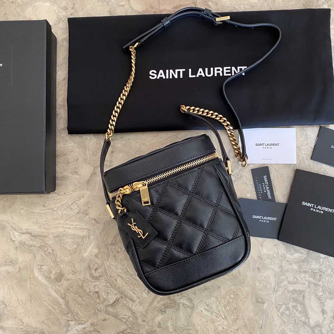 Saint Laurent Vanity Case Matelassé Leather Shoulder Bag (14.5x16.5x9cm) - PerfectKickZ