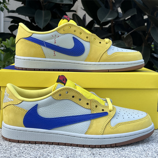 Travis Scott x Air Jordan 1 Low Canary Sneaker      DZ4137-700 - PerfectKickZ