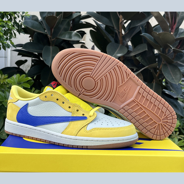 Travis Scott x Air Jordan 1 Low Canary Sneaker      DZ4137-700 - PerfectKickZ