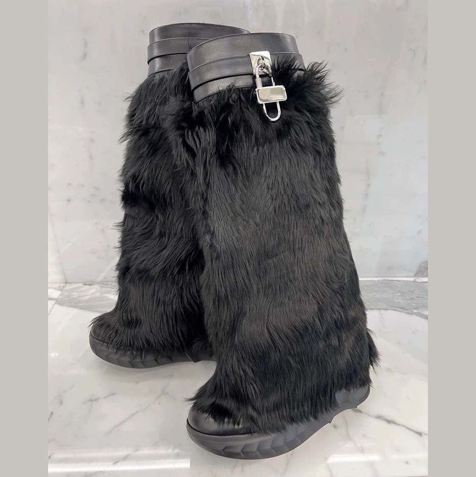 Givenchy Shark Lock Biker Boots In Alpaca - PerfectKickZ