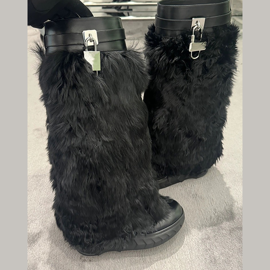Givenchy Shark Lock Biker Boots In Alpaca - PerfectKickZ