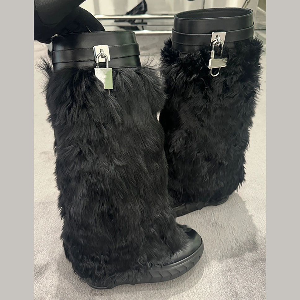 Givenchy Shark Lock Biker Boots In Alpaca - PerfectKickZ
