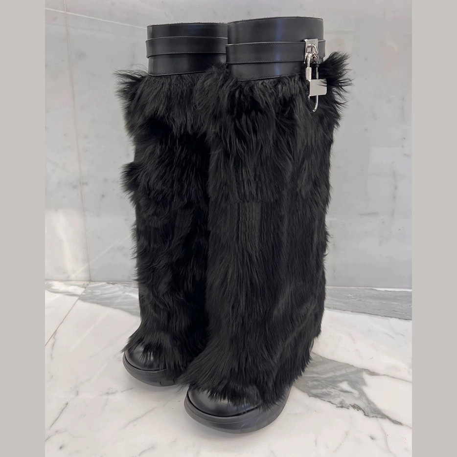 Givenchy Shark Lock Biker Boots In Alpaca - PerfectKickZ