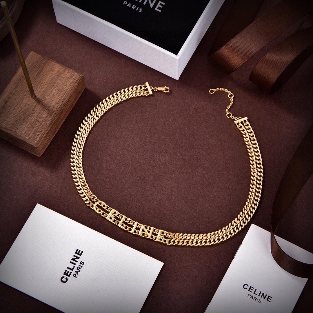 Celine Gourmette Necklace In Brass With Gold Finish Gold - PerfectKickZ