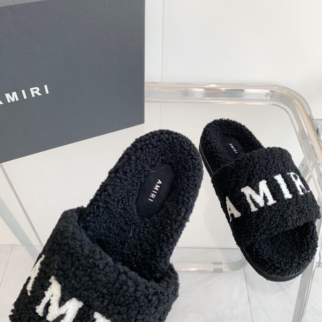 Amiri Logo-print Fleece Slippers - PerfectKickZ