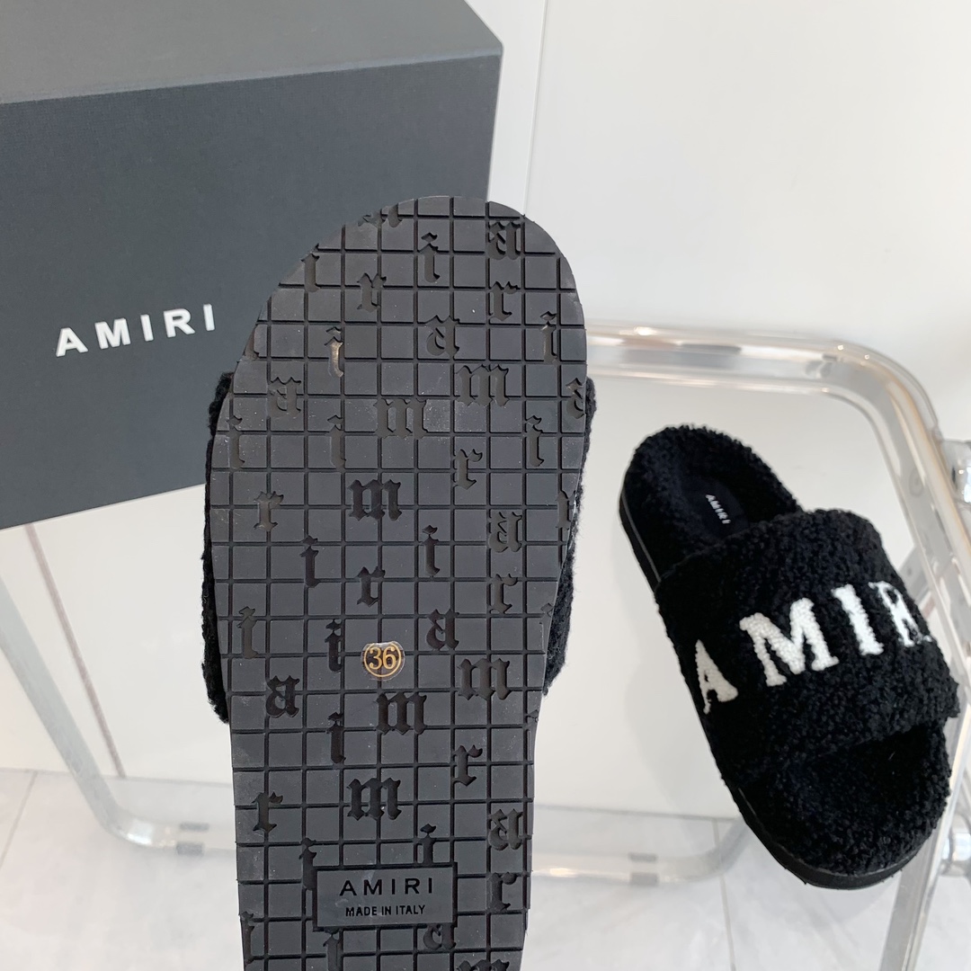 Amiri Logo-print Fleece Slippers - PerfectKickZ
