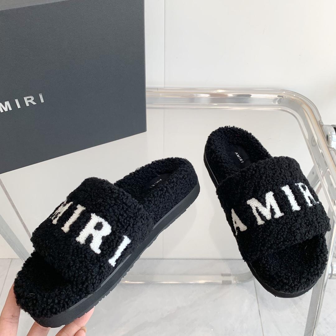 Amiri Logo-print Fleece Slippers - PerfectKickZ
