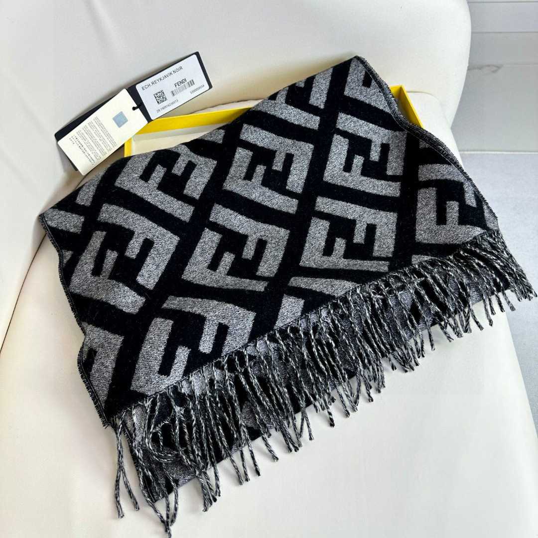 Fendi Black Cashmere Scarf - PerfectKickZ
