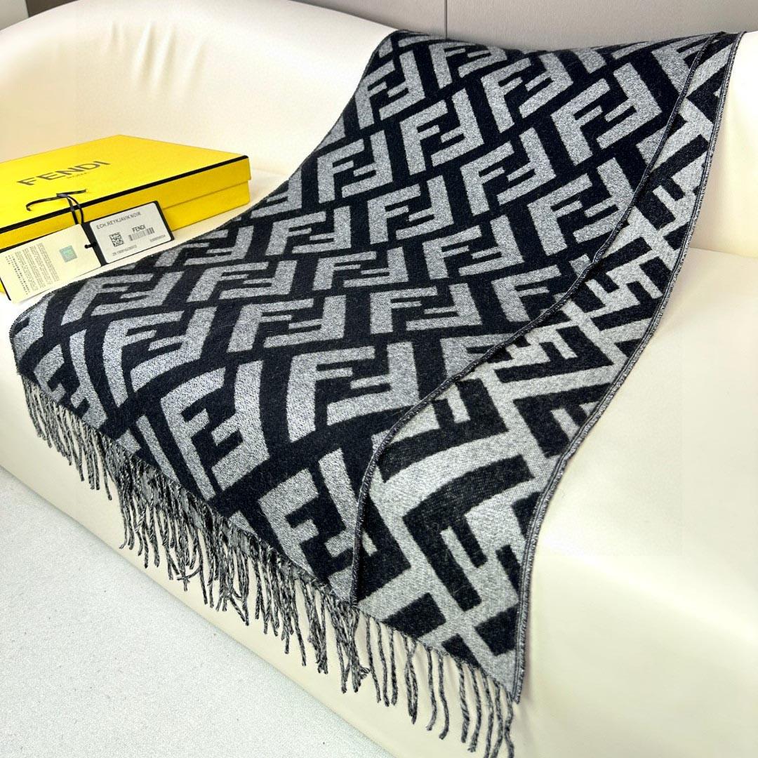 Fendi Black Cashmere Scarf - PerfectKickZ