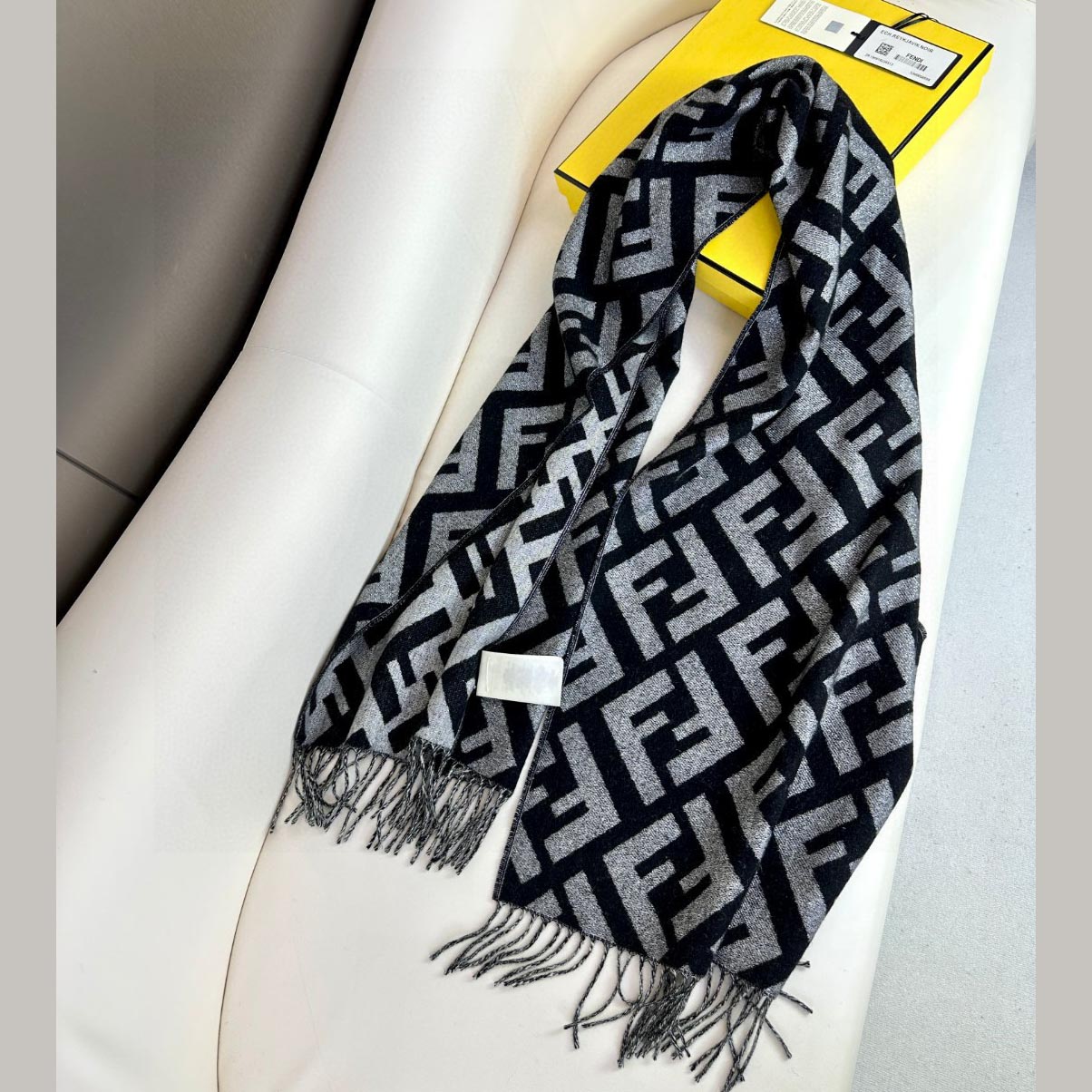 Fendi Black Cashmere Scarf - PerfectKickZ