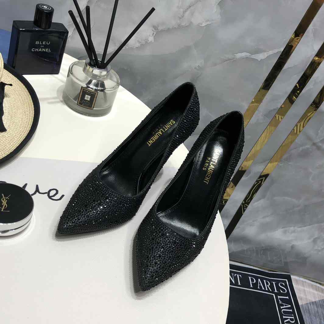 Saint Laurent Black Opyum Glitter Pumps - PerfectKickZ