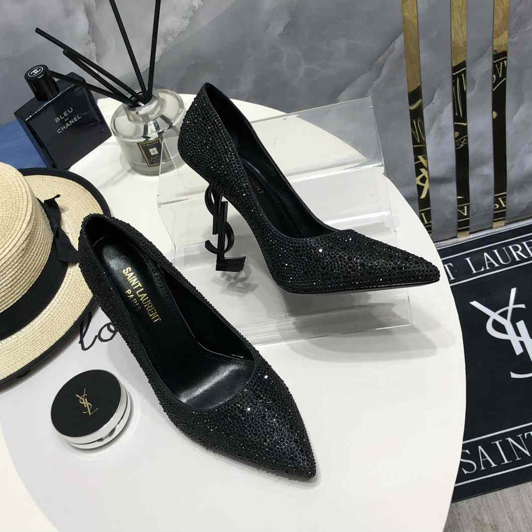 Saint Laurent Black Opyum Glitter Pumps - PerfectKickZ