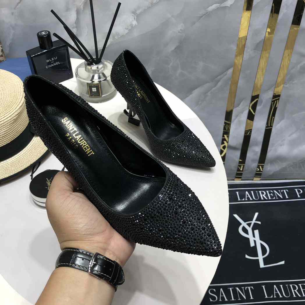 Saint Laurent Black Opyum Glitter Pumps - PerfectKickZ
