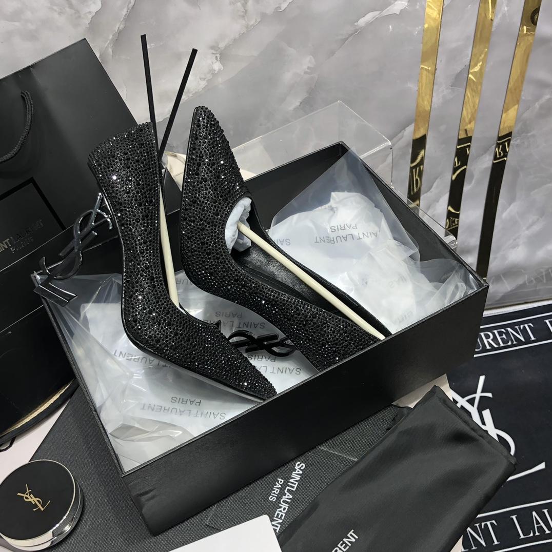 Saint Laurent Black Opyum Glitter Pumps - PerfectKickZ