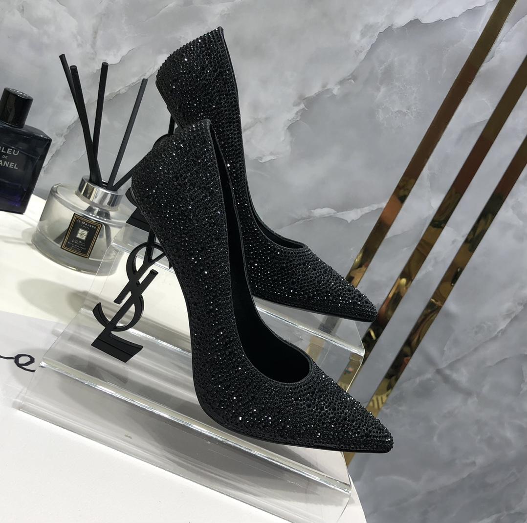 Saint Laurent Black Opyum Glitter Pumps - PerfectKickZ