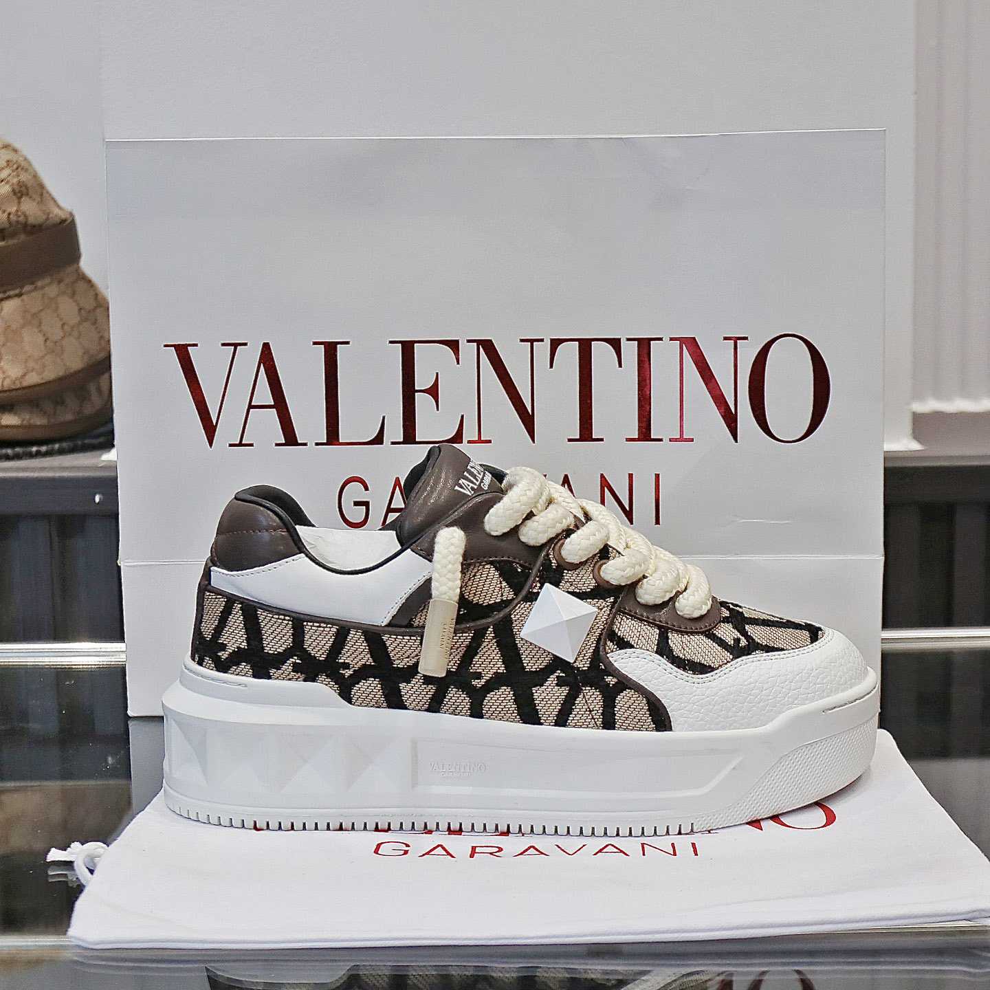 Valenti Garavani One Stud Jacquard Sneakers - PerfectKickZ