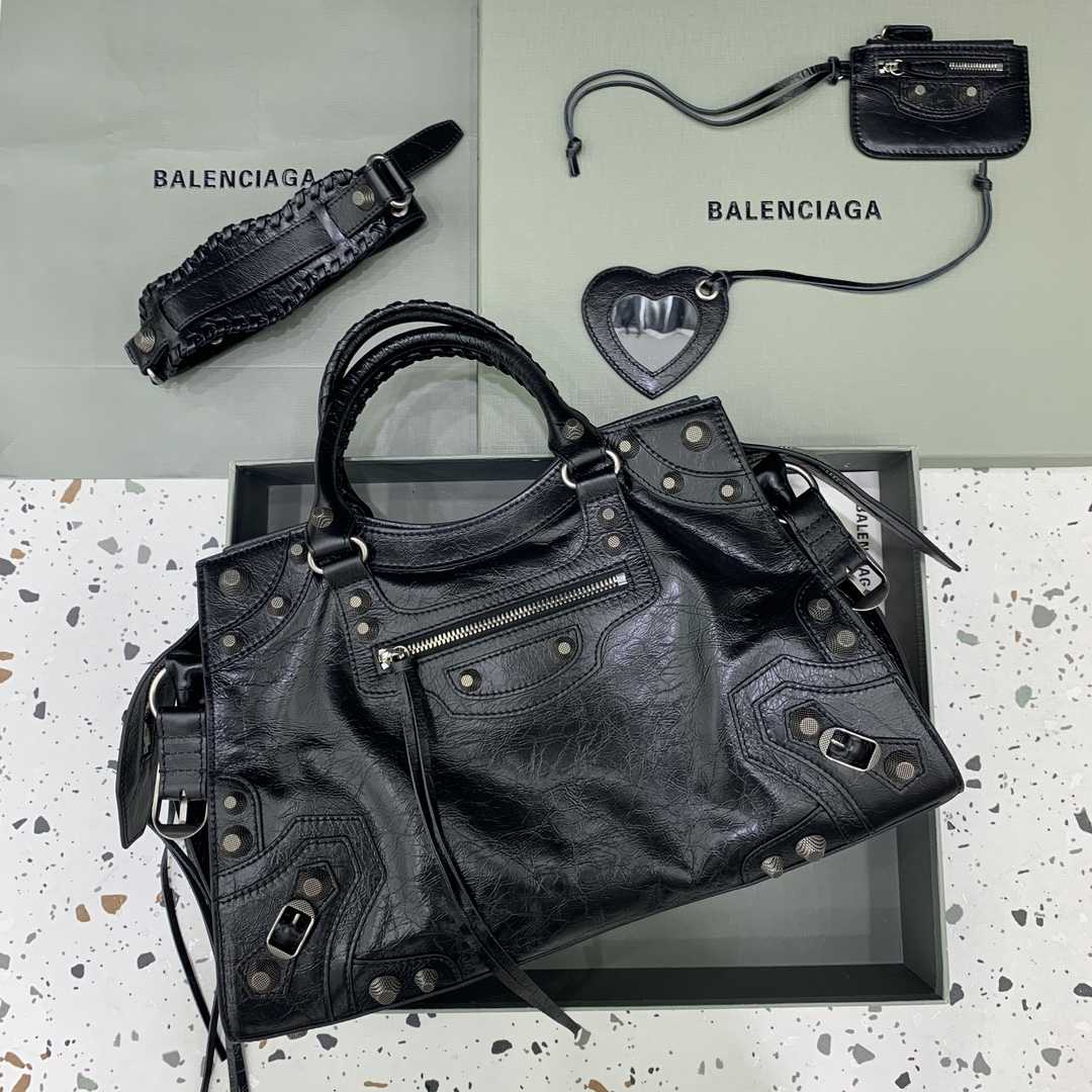 Balenciaga Neo Cagole City Handbag In Black  - PerfectKickZ