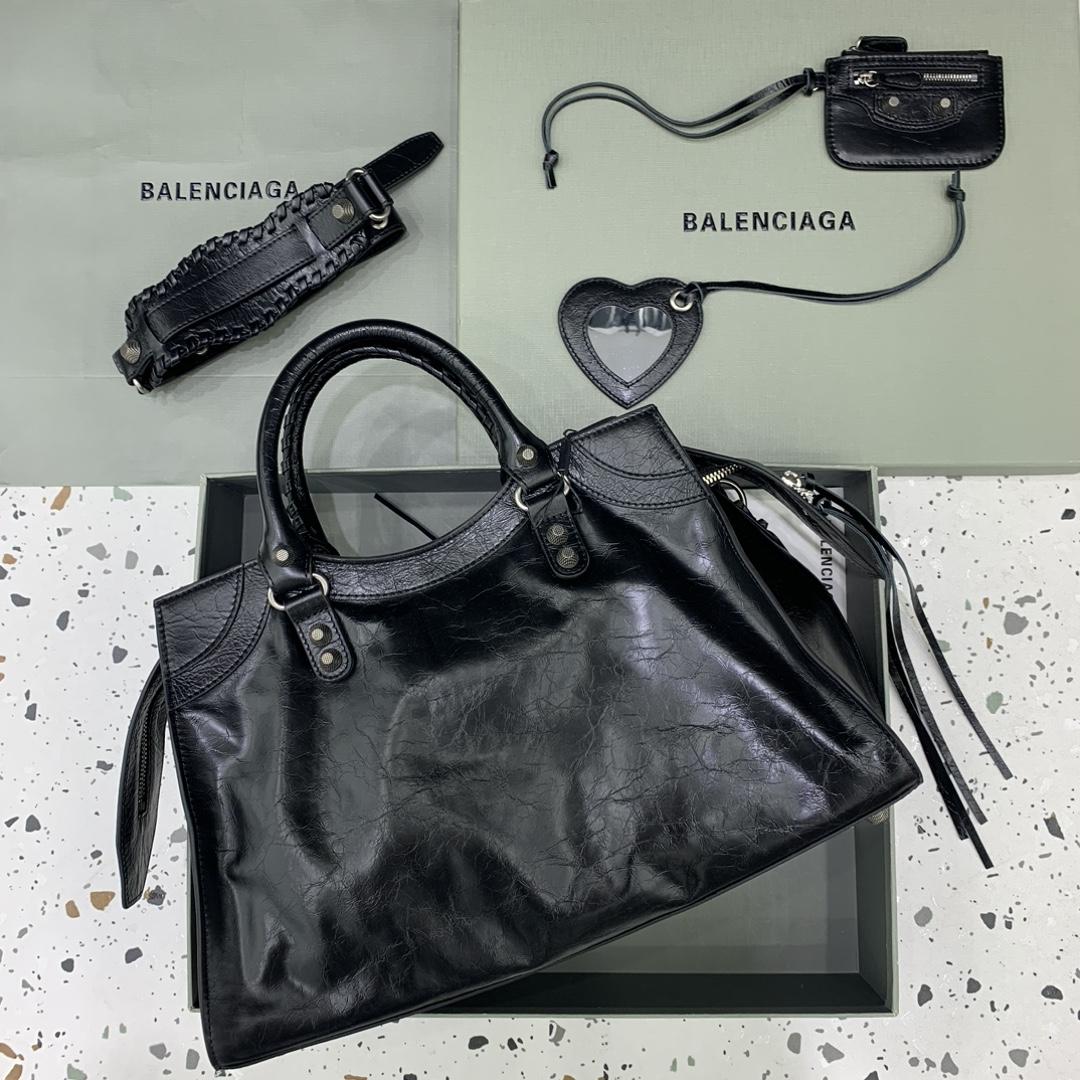 Balenciaga Neo Cagole City Handbag In Black  - PerfectKickZ