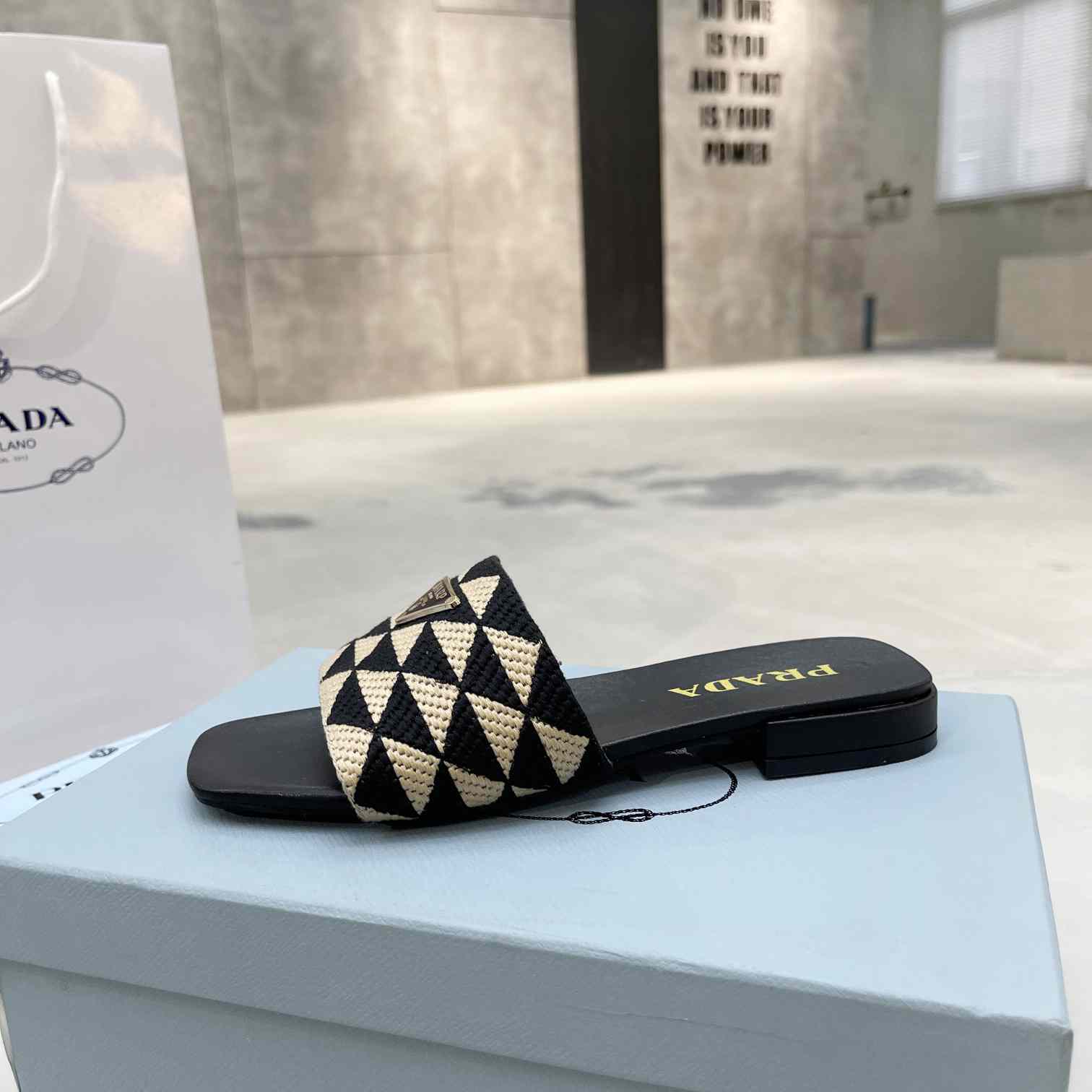 Prada Embroidered Fabric Slides - PerfectKickZ