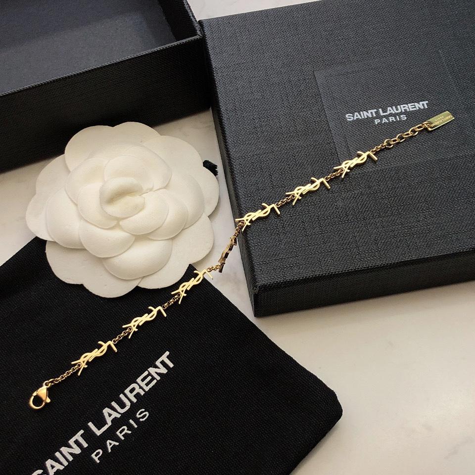 Saint Laurent Cassandre Multi-charm Bracelet In Metal - PerfectKickZ