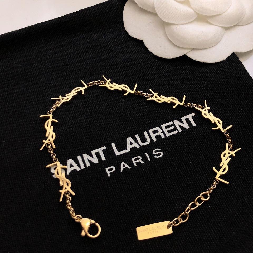 Saint Laurent Cassandre Multi-charm Bracelet In Metal - PerfectKickZ