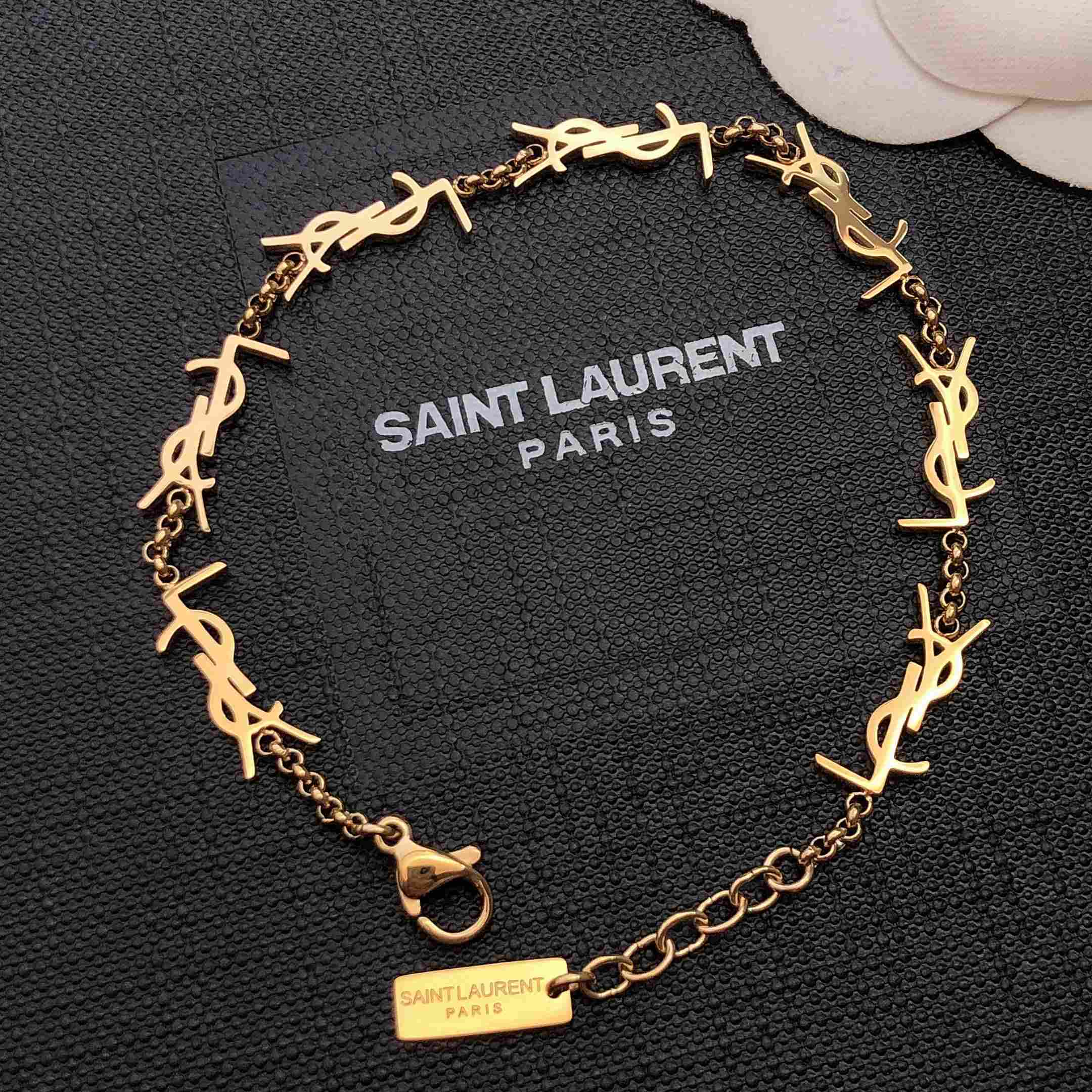 Saint Laurent Cassandre Multi-charm Bracelet In Metal - PerfectKickZ