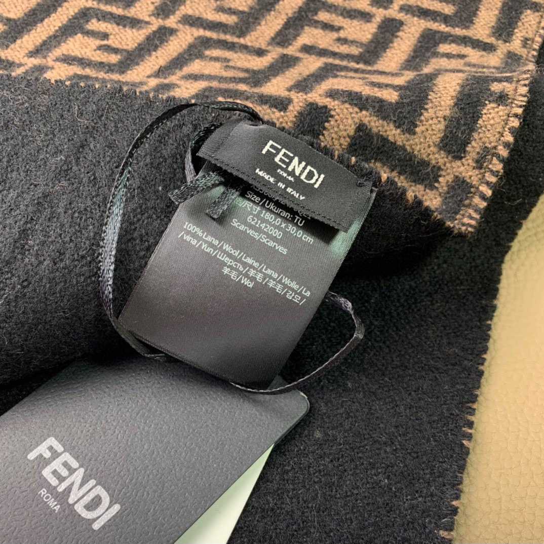Fendi Brown Wool Stole Scarf - PerfectKickZ