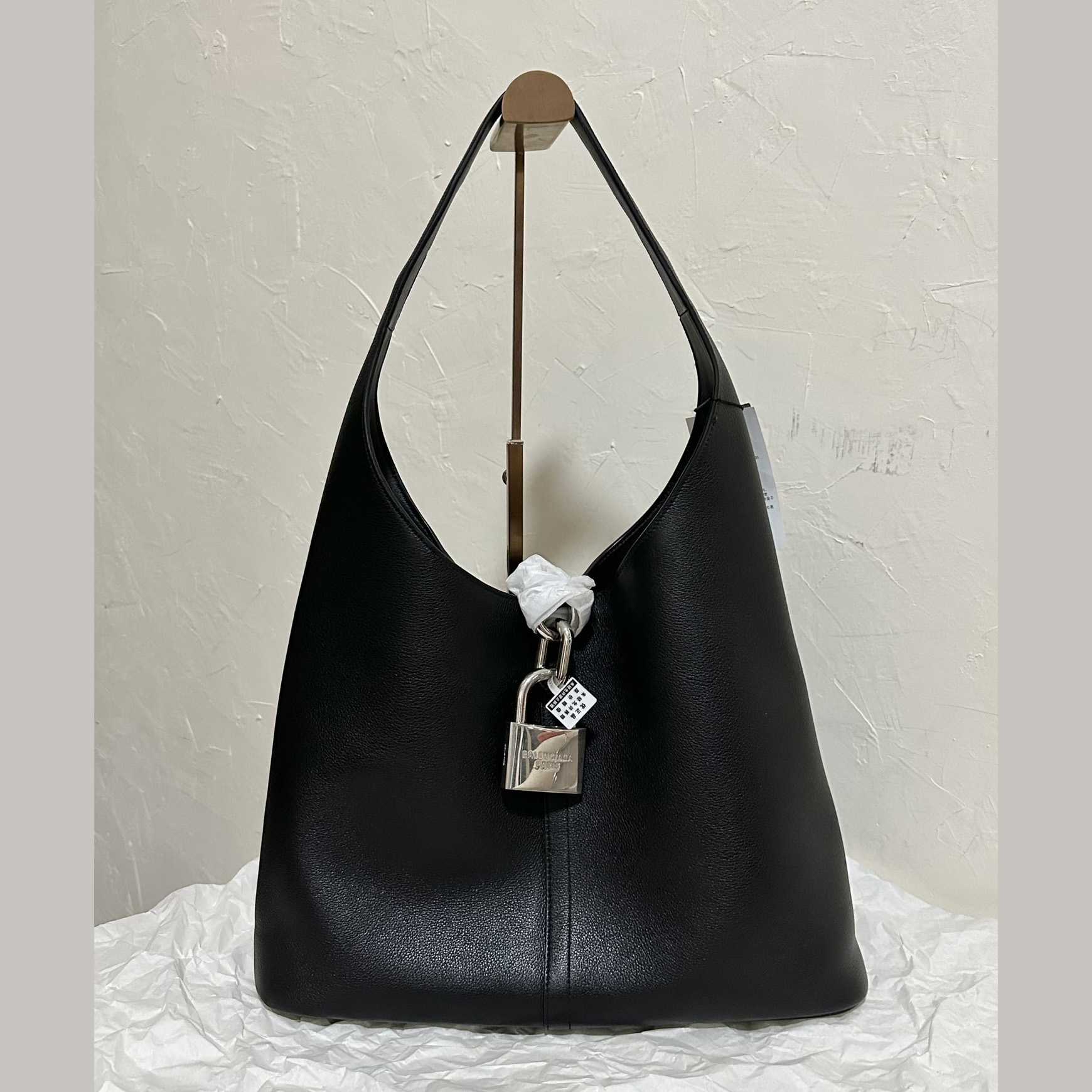 Balenciaga Women's Locker Medium North-South Hobo Bag In Black  - PerfectKickZ