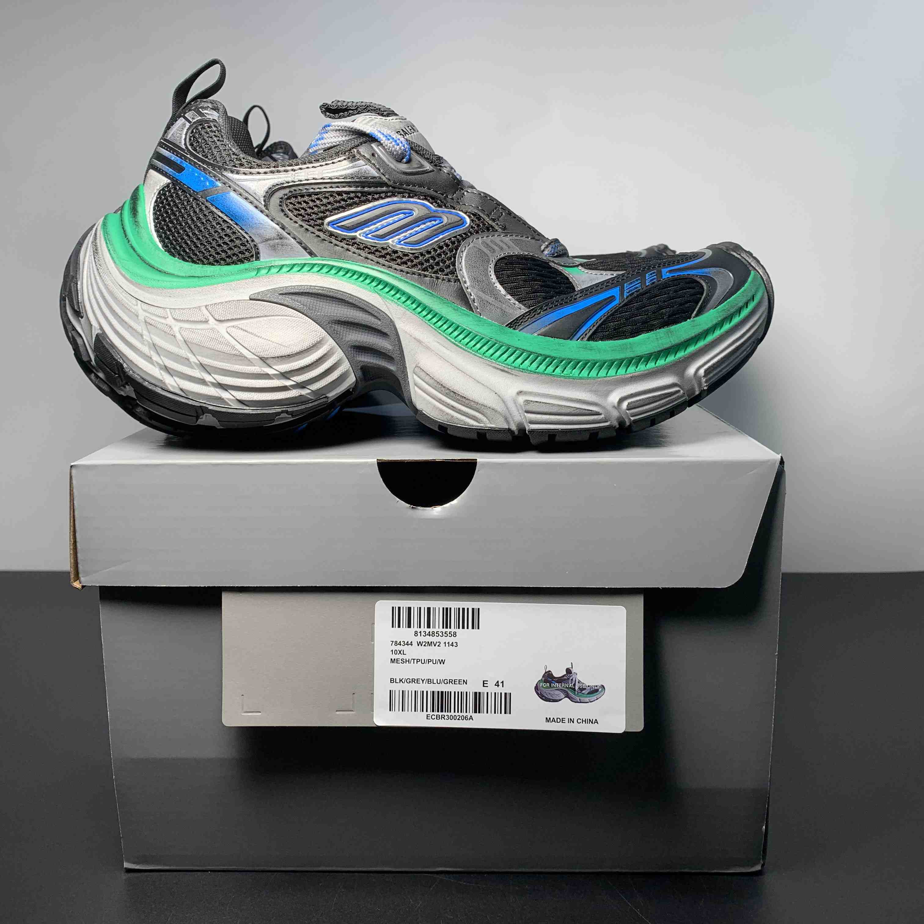 Balenciaga 10XL Sneaker in Black/Grey/Blue/Green - PerfectKickZ