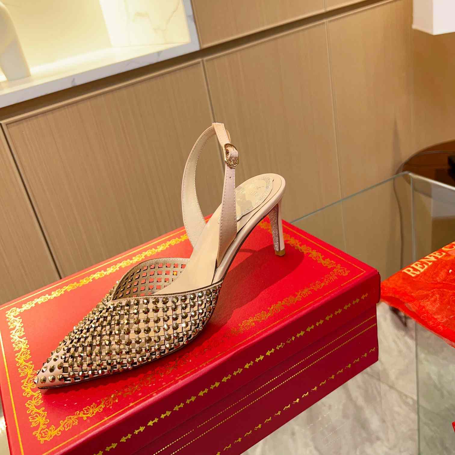 Rene Caovilla Ginger Crystal Silver Slingback 80 - PerfectKickZ